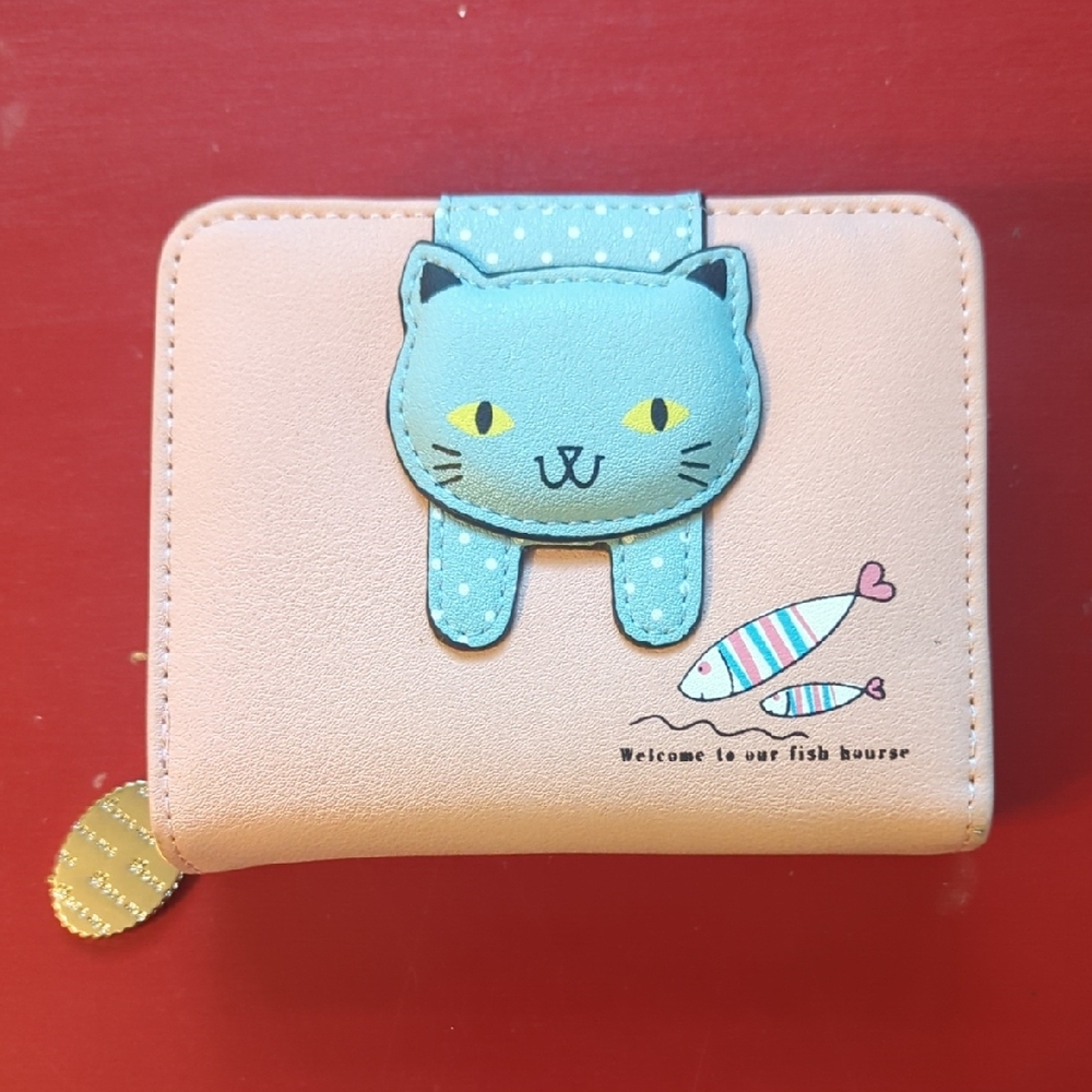 Playful Pink Cat Wallet